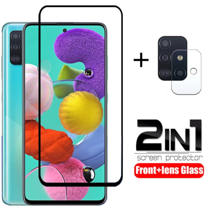 Samsung Galaxy A71 in Full Glue Tempered Glass Camera lens