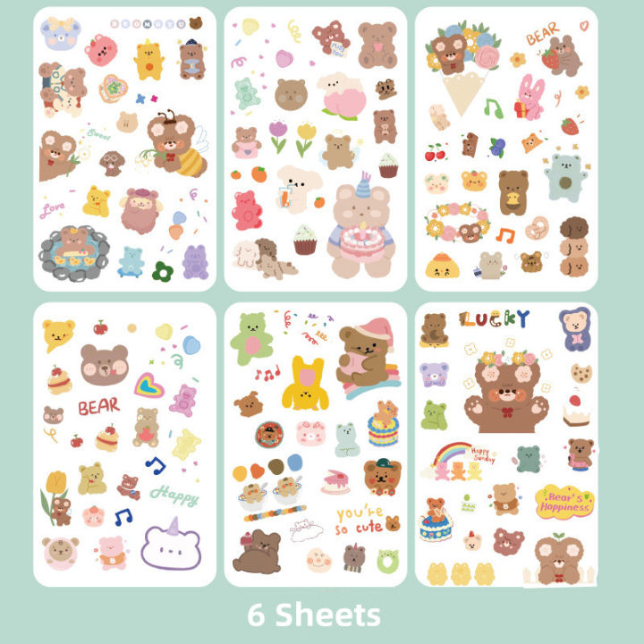 RHS Online 6 Sheets Cute Cartoon Series PVC Stickers Album Diary ...