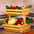 Mr Wood 3 Tier Wooden Vegetable Rack/ Teak(තේක්ක) Food Storage Rack/ Fruit Basket for Dream Kitchen. 