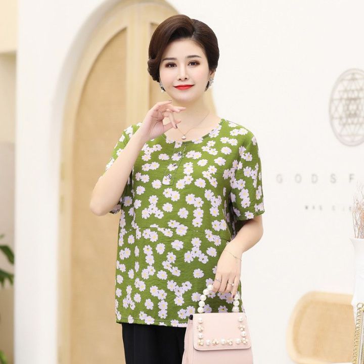 200%20Plus-Sized%20plus%20Size%20Women's%20Clothing%20Mom%20Summer%20Clothes%20Short%20Sleeve%20Fat%20Mom%20Short%20Sleeve%20T%20Shirt%20for%20Middle-Aged%20and%20Elderly%20People%20Loose%20Top%20-%20Image%205