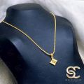 Gold Plated Guaranteed 1.5MM New Trend Stylish Diamond Chain 1824 Inch Beautiful Design With Box Alva Fixed Stone Pendant. 
