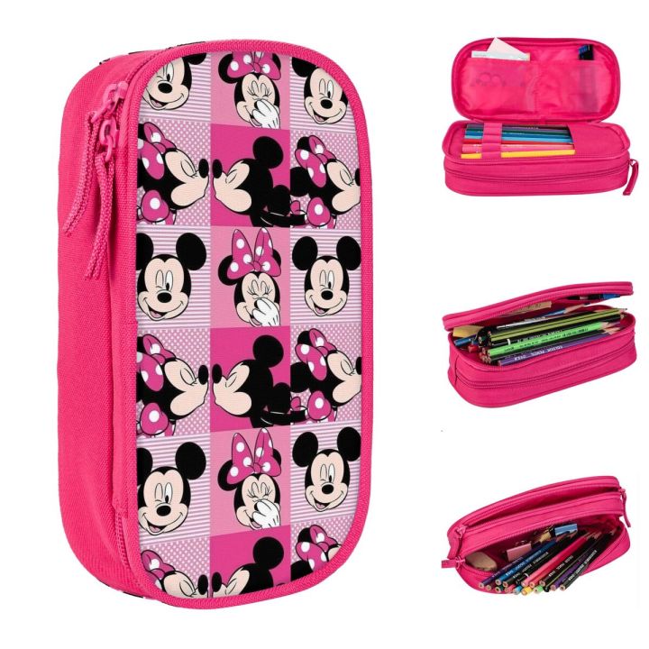 Lovely Mickey Minnie Mouse Pencil Case Pencilcases Pen Kids Large Storage Bag Students School Cosmetic Stationery
