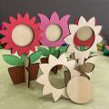 Unfinished Blank Flower Photo Frame Wood Spring Craft For Painting DIY Mother’S Day Gifts From Kids Decorations. 