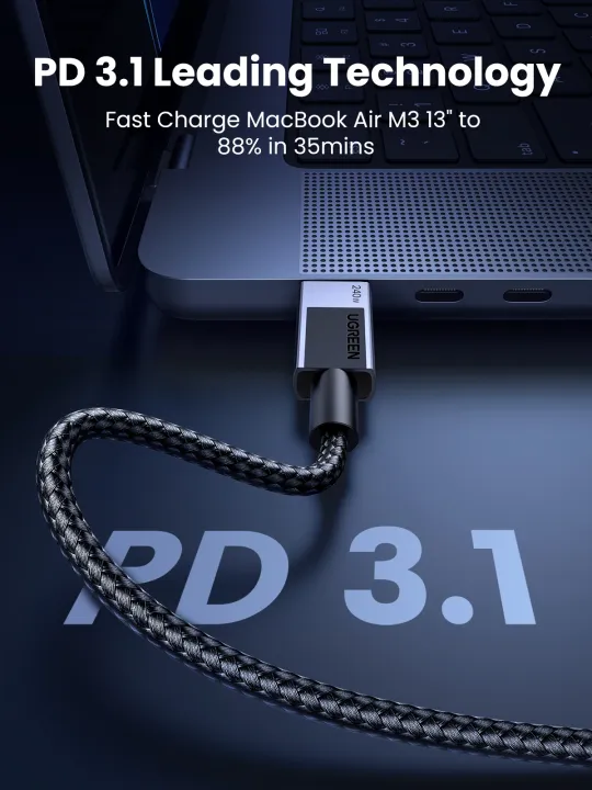 UGREEN%20PD240W%205A%20USB-C2.0%20Cable%20Type%20C%20to%20C%20Fast%20Charging%20Cable%20USB2.0%20Black%20Aluminum%20Braided%20Cable%20for%20iPhone%2015%20Series%20SAMSUNG%20S24%20S23%20Ultra%20iPad%20Pro%20Macbook%20MacBook%20Air%202020%20Matebook%20iPad%20Pro%202m%201m%200.5m%20-%20Image%203