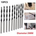 10pcs Woodworking Twist Drill Bit Wood Drills With Center Point Hole Sawcarpentry Tools 3/4mm Diameter For Woodworking Carving. 