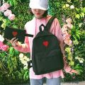 Fashion Canvas Printed Heart Yellow Backpack Korean Style Students Casual Travel  Bag Girls School Bag Laptop Backpack. 