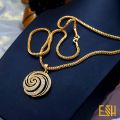 Gold Plated 18/24 Inch 2.5mm Singapore square fox chain with Big Derana Pendant. 