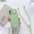 Necklace S Rope Lanyard Silicone Case For iPhone 13 Pro Max 12 11 XR XS X Mini SE 7 8 Plus Push Pull Camera Protection Cover. 