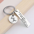 Stainless Steel Lettering Creative Keychain Family Personality Couple Keychain Safe Driving Black. 