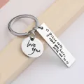 Stainless Steel Lettering Creative Keychain Family Personality Couple Keychain Safe Driving Black. 