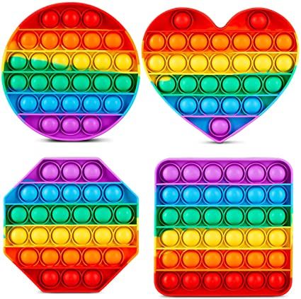 2 pcs Pop It Fidget Toys,Stress-relieving toy, Push Pop Bubble Fidget Sensory Toy, Silicone Stress Relief Toy- Multi Design