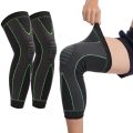 1PCS Long Knee Supporter, Lengthen Sports Knee Support Leg Protector Leggings Long Green Stripe Bandage Knee Pads Non Slip Knee Warm Guard Sleeve. 