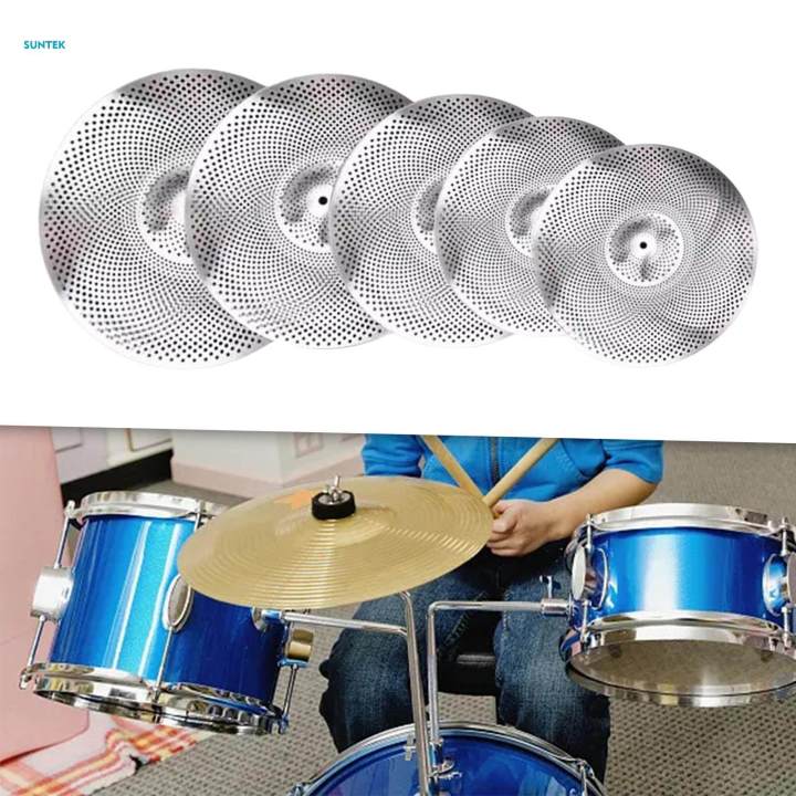 5x%20Drummer%20Practice%20Quiet%20Cymbal%20Mute%20Cymbal%20Set%20Low%20Volume%20Cymbal%20Pack%20for%20Beginners%20Drum%20Set%20-%20Image%204