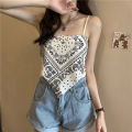 bellylady Women Cotton Spaghetti Strap Tank Tops Sexy Sleeveless Retro Printing Slim Fit Vest For Party Club. 