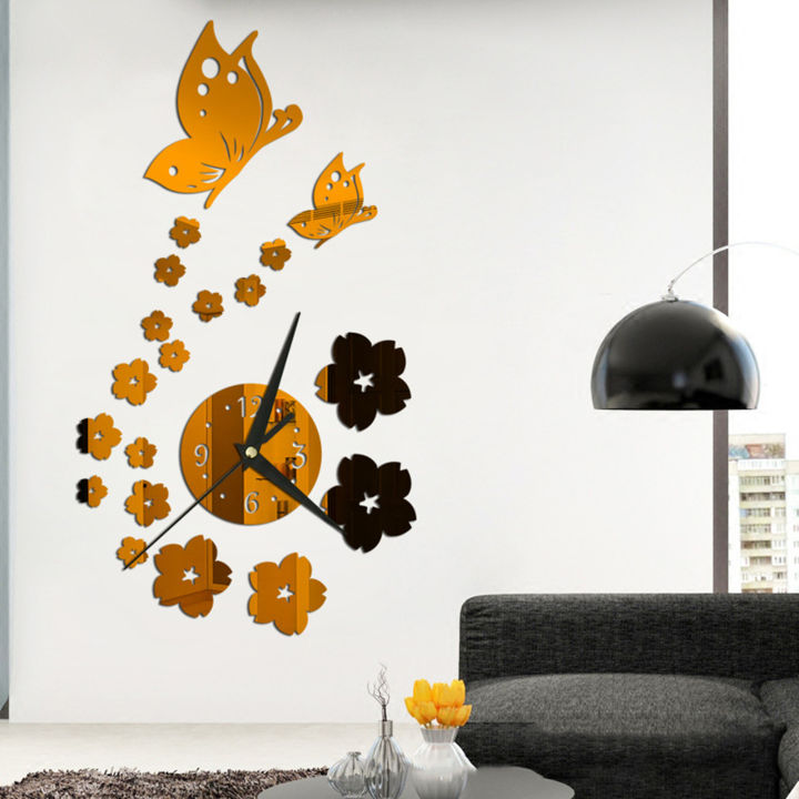 GOIKEA%20Wall%20Clock%20Self-Adhesive%20Silent%203D%20Mirror%20Butterfly%20Art%20Clock%20for%20Home%20Decor%20with%20Battery%20Operated%20Long%20Pointer%20-%20Image%205