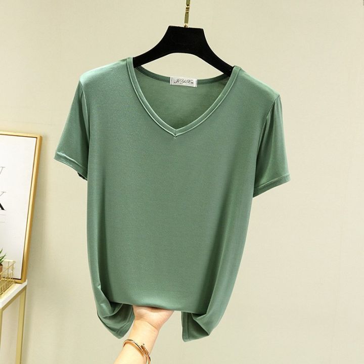 Summer%20New%20Women's%20Modal%20Loose%20Short%20Sleeve%20Shirt%20Korean%20Style%20Thin%20Slimming%20Top%20plus%20Size%20Inner%20MatchTT-shirt%20Women's%20-%20Image%203