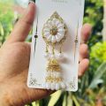 BOOM Gold color beautiful pearl saree brooch with one jimikky and pearl tassel for women and girl. 