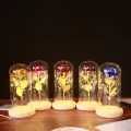 Glass Rose Flower Gift Exquisite Luminous Rose In Glass Dome. 
