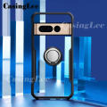 for Google Pixel 7 Case Hard Clear Transparent Shockproof Car Magnetic Holder Ring Back Cover Casing Hp Google Pixel7 Phone Cases Cover. 