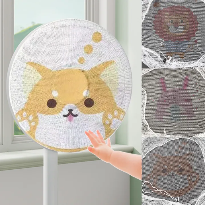 Cute Cartoon Fan Cover All-inclusive Round Electric Fan Protective Cover Household Anti-pollution Anti Pinch Hand Fan Dust Cover