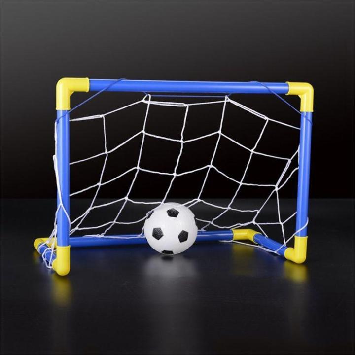 Indoor mini folding football soccer ball goal post net set pump kids sport outdoor home game toy child birthday gift plastic