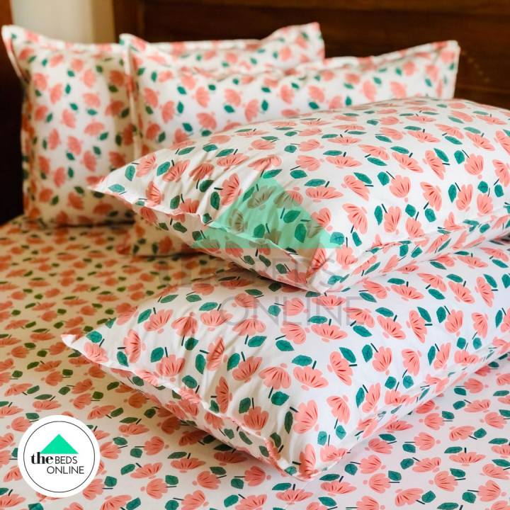Peach%20Perfect%20-%20100%25%20Egyptian%20Cotton%20Flat%20Bed%20Sheet%20with%204%20Pillow%20Covers%20-%20Comfortable%20Bedding%20Set%20by%20The%20Beds%20Online%20-%20Image%202