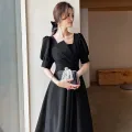 Black Evening Gown 2024 New Popular French Entry Lux Temperament Banquet Annual Meeting Dinner Suit Female Daily Style. 