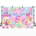 Candy Theme Birthday Background Photography Welcome Candyland Baby Birthday Backdrops Decoration Banner Photocall. 