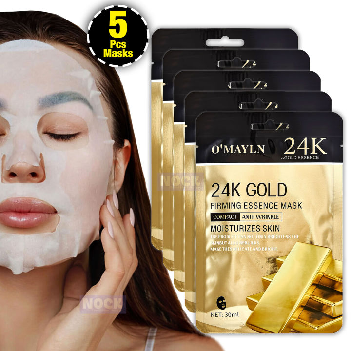 O'Mayln 24K Gold Firming Essence Sheet Mask - 5 Pcs Pack - Face Sheet Masks