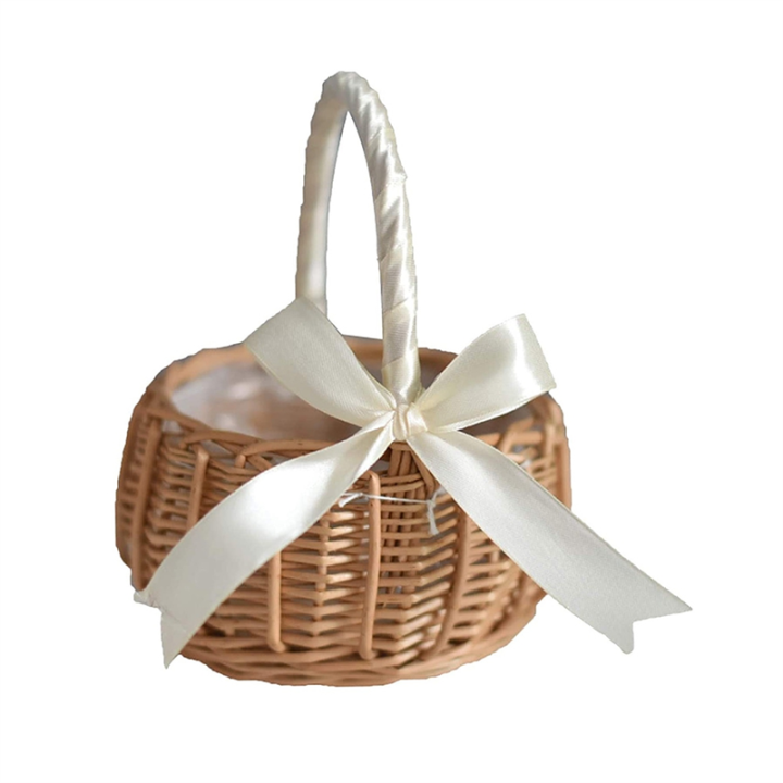 (GGBR) Woven Flower Basket Hualanzi Wicker Basket Candy Gift Basket 19cm