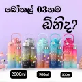3 Pack Water Bottles Set with 2L Large Bottle 900ML Portable Bottle and 300ML Mini Bottle Motivational Drinks Bottle with Time Marker Leak-Proof Gradient Water Jug. 