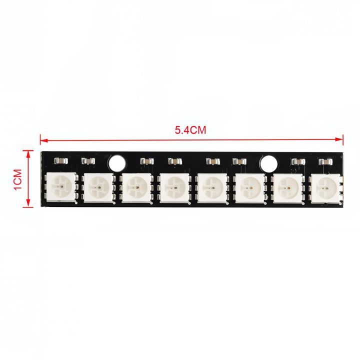 5PCS 8Bits WS2812 5050 RGB LED Module 8 Channel Built-in Lights Full Color-Driven Development Board for Arduino Black