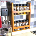 2 Tiered Spice Rack With 110Ml Glass Spice Bottle Wall Mount Wooden Spice Rack WRK100A. 