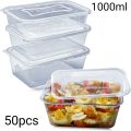 5/10/15/25/50pcs 1000ml Transparent Food-grade Rectangular Plastic Lunch Box And Fresh-keeping Container With Lid For Kitchen Foods Vegetable Fruits & Salads Etc.... 