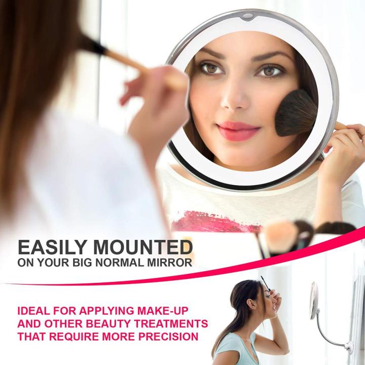 10X%20Magnifying%20Wall%20Mounted%20LED%20Makeup%20Mirror%20Adjustable%20Gooseneck%20Suction%20Cup%20The%20Bathroom%20Vanity%20Mirror%20-%20Image%203