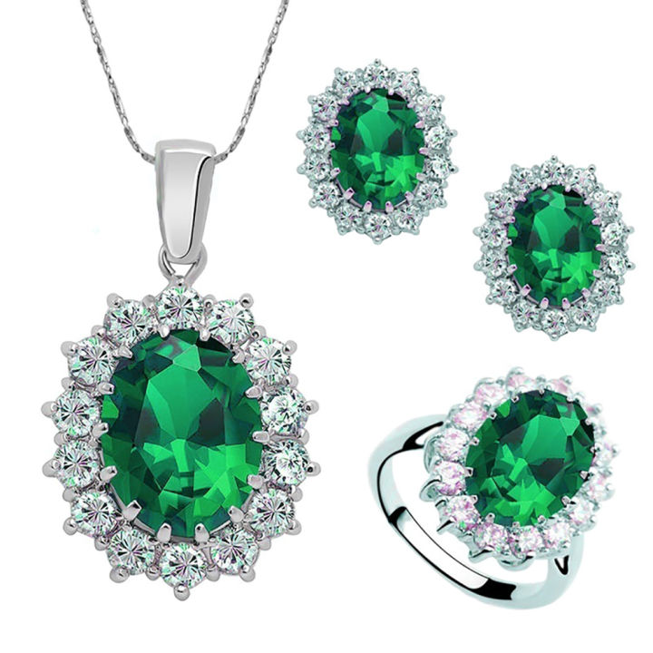 3Pcs/Set%20Oval%20Faux%20Gem%20Full%20Earrings%20Necklace%20Ring%20Lady%20Jewelry%20-%20Image%206