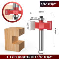 Router bit T-Type 1/4"X1/2" Slot Cutting router bit 6mm Shank T Slot Router Bit with Bearing Wood Slotting Milling Cutter T Type. 