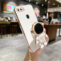 LECOMES for OPPO A12 Back Cover with Lanyard Astronaut Folding Bracket Stand Luxury 6D Plating Square Stylish Girls Phone Case Soft Silicone Mobile Cases Pouch. 
