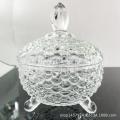 Designer Cut Footed Sugar Bowl Sweet Candy Bowl Jar with Lid Fish Scales Series. 