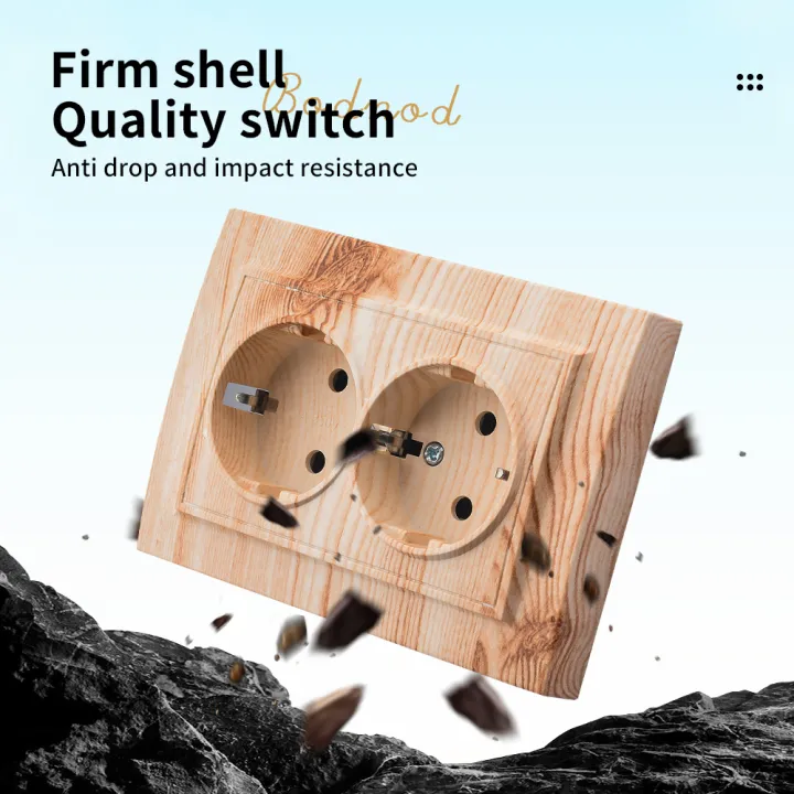 WESA%20Wood%20Power%20Socket%2016A%20EU%20Standard%20Electrical%20Outlet%20Standard%20Ground%20Wall%20Socket%20Embedded%20Plug%20Retardant%20Plastic%20Panel%20-%20Image%203