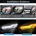 2 PCs White Yellow Ultrafine Universal 60cm LED DRL Car Daytime Running Light LED Strip Lights Amber Turn Signal Light DRL LED for car ,bike ,lory. 