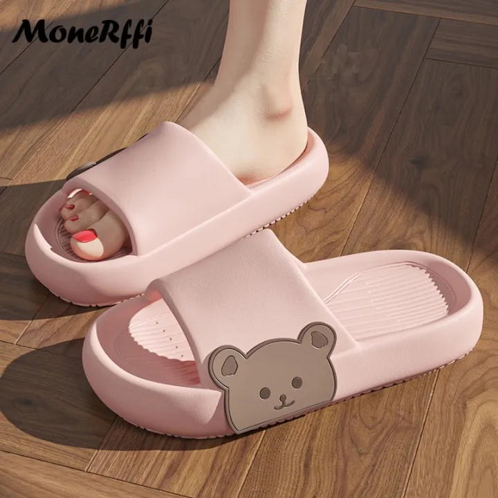 Cartoon Bear Women Slippers Summer Slides Beach Shoes Eva Indoor Women Flip Flops Men's Thick Soled Non-Slip Home Couple Sandals