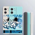 [Free Strap] Xiaomi Redmi 13C 12C Smile Astronaut Square Phone Case Liquid Silicon Soft Casing nasa Cover. 