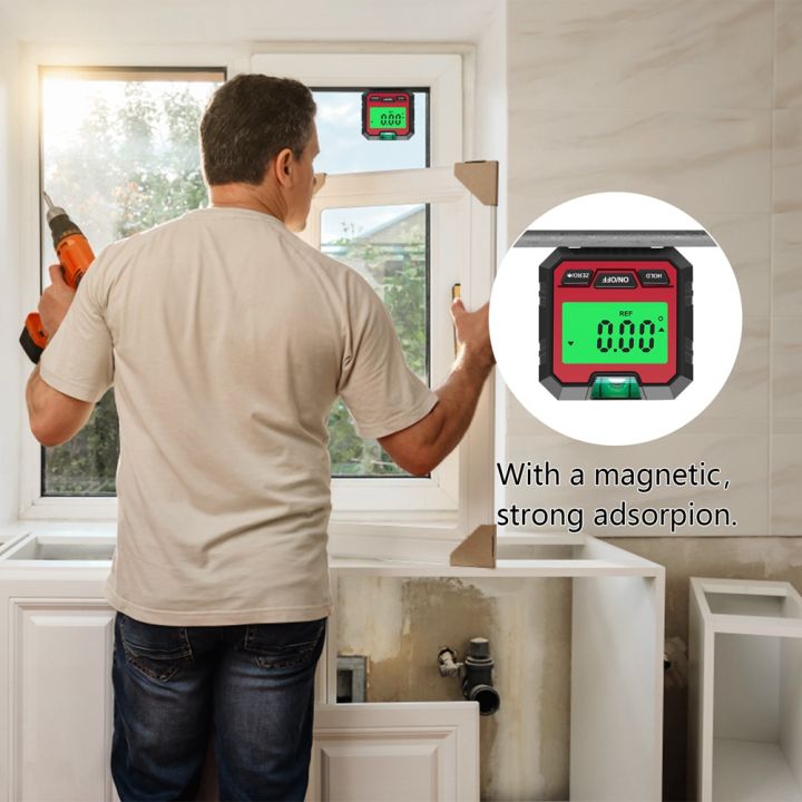 Precision Digital Inclinometer Electron Goniometers Magnetic Base Digital Protractor Angle Finder Bevel Box -Red