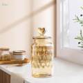 Glass Storage Jar Airtight Jar, Decorative Tea Storage Container Glass Canisters for Candy, Loose Tea, Sugar, Spice. 