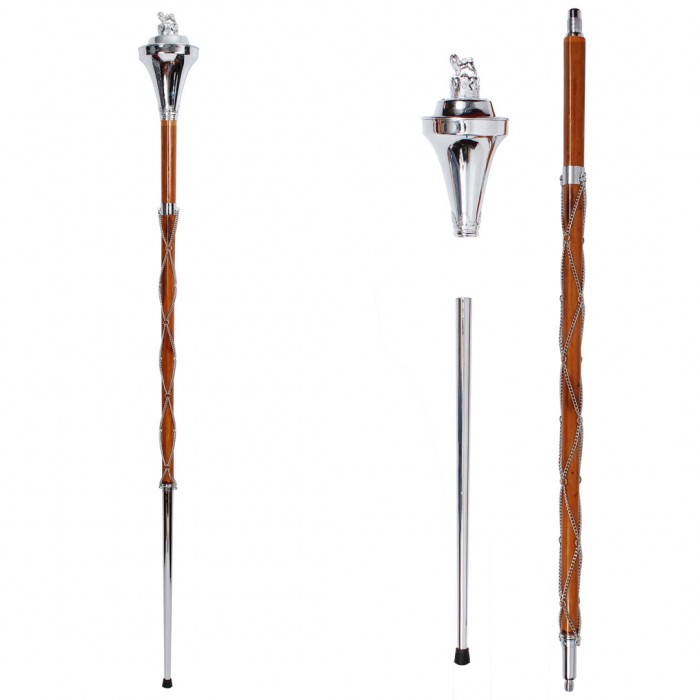 Drum%20Major%20Mace/Leader%20Stick,%20Chrome%20Flat%20Head%20Lion%20&%20Crown%20Top%20-GPC-1096F(Pakistan%20Made)%20-%20Image%202