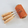 4Pcs Leather Sewing Awl Kit DIY Needle With Wooden Handle Set Leather Canvas Tent Shoes Punch Curved Crochet Repairing Hook Tool. 