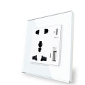 Power 2100MA USB Outlet Crystal Glass Panel 13A UK Wall Type C Interface Socket. 