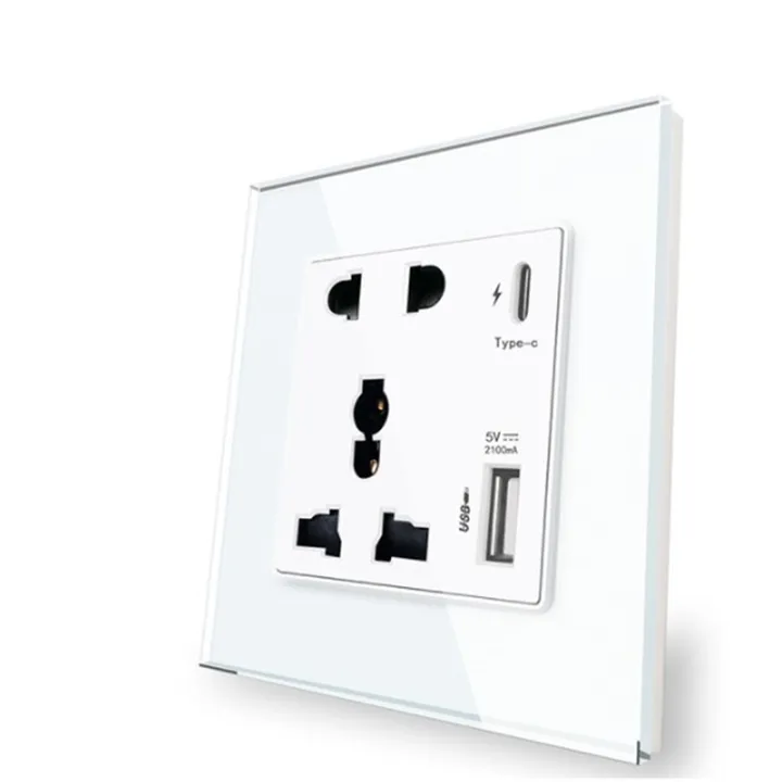 Power%202100MA%20USB%20Outlet%20Crystal%20Glass%20Panel%2013A%20UK%20Wall%20Type%20C%20Interface%20Socket%20-%20Image%203