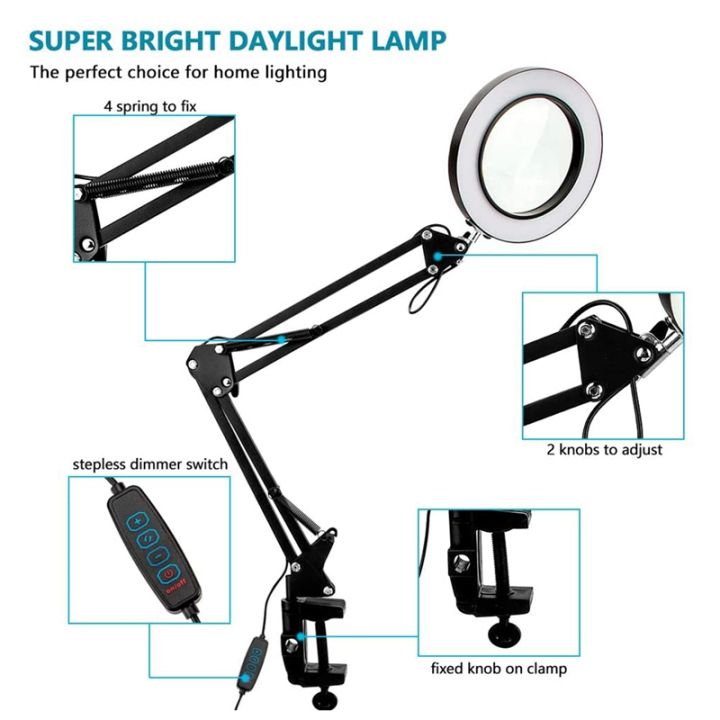 10X%20Magnifying%20Glass%20with%20Light%20and%20Clamp%203%20Color%20Modes%2010%20Brightness%20Adjustable%20Magnifying%20Desk%20Lamp%20for%20Crafts%20Reading%20-%20Image%204